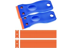 RANDALFY Plastik Schaber – 2 Stück Kunststoff Schaber mit 110 Kunststoff Klingen, Plastikspachtel für Klebereste Entferner, klebstoffentferner, Ceranfeld, Glas und Edelstahl, Vinyl, Aufkleber, Sticker
