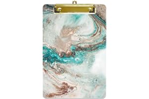 ‎HNOGRI Hnogri Kleines Kunststoff-Klemmbrett, Modedesign A5-Größe Memo-Klemmbretter für Studenten, Kinder, Frauen, Büro, Schule, Clip mit niedrigem Profil, Mini-Klemmbrett Größe 6 "x 9", Smaragd-Marmor