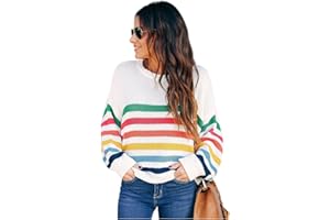 HEYPORK Damen Herbst Winter Warm Bequem Pullover Casual Mode Strickjacke Strickpullover Frauen Gestreifter Patchwork Strickpullover Mode Pullover