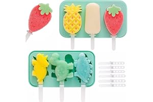 Nenkarn 2Pcs Silicone Popsicle Molds for Kids, Ice Lolly Moulds with Sticks, BPA Free Ice Cream Moulds Reusable Easy Release Ice Pop Maker, Food Grade Silicone Ice Pop Cream Molds (Green)
