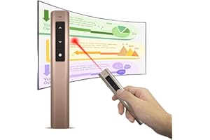 AMY&LUCKY Presentation Clickers with RED Pointer, 1PCS Wireless Presenter Rechargeable Presentation Clicker for Powerpoint, F330T/100M 2.4GHz PowerPoint Clicker Supports for Mac/Hyperlink/Volume （Gold）
