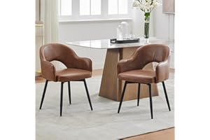 Chairus Krzesła do jadalni ze skóry PU, 2 tapicerowane boczne, fotel obrotowy 360°