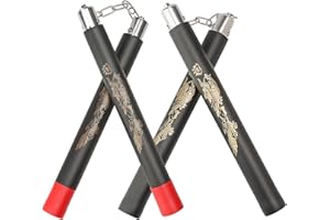 DONQL Foam Nunchucks for kids and beginners Training Nunchucks of Martial Arts Padded Training Practice Nunchakus Portable Good Gift and Toy for Kids (Black&Red)