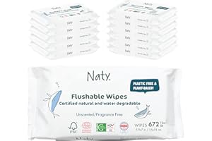 ‎NATY Eco by Naty Spülbare Baby Feuchttücher – 100% Wasser kompostierbare und pflanzliche Tücher, chemikalienfreie und hypoallergene Babytücher, sicher für empfindliche Babyhaut (12 x 56 | 672 Stück)