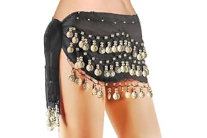 boocooberg Bauchtanz HüFttuch,PiratenkostüM Damen,Bauchtanz KostüM,Piraten Accessoires Damen,Wahrsagerin KostüM,Damen Bauchtanz Schal Mit 128 GoldmüNzen FüR Yoga, Bauchtanz, Zumba, Latin Dance
