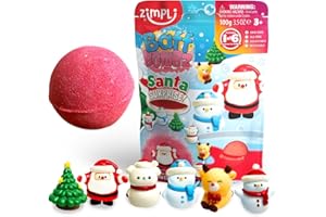 ZIMPLI KIDS ZIMPLI - Grande Santa Surprise Bombe de Bain, 6 Jouets Surprise sur Le thème de Noël à Collectionner au Total, Un par Bombe de Bain, Cadeau de Noël pour Les Enfants, Bas de Laine en Argent de Poche