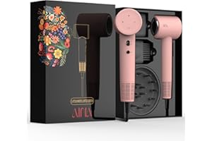 Suszarka do włosów AINA z dyfuzorem, grzebieniem, nasadką dla kobiet Silnik bezszczotkowy 160 000 obr./min Suszarka jonowa o dużej prędkości (3A Różowy)