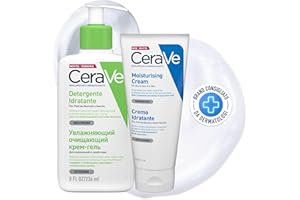 CeraVe Kit Skincare Pelle Secca, Crema Idratante Viso e Corpo, Per Pelle Secca, 177 ml + Detergente Idratante Viso, Per Pelli da Normali a Secche, Con Acido Ialuronico, 236 ml