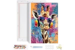 HEIBAGO Paint by Numbers Framed, DIY Giraffe Paint by Numbers Kits, Animals Paint by Numbers for Adults Arts and Crafts Acrylic Pigment Drawing Paintwork Wall Art for Home Wall Decor 20x30cm