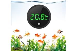 ORIA Aquarium Thermometer, LED Digital Temperature Meter Aquarium (Degrees Celsius), Glue-On Mini Marine Temperature Sensor for Freshwater, Seawater, Reptiles - Black
