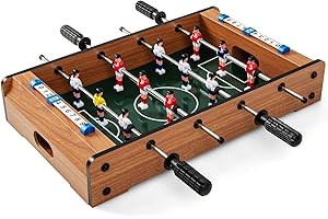 GOPLUS Mini Baby-Foot Enfant Adulte, Table de Baby-Foot LED sur Table, 12 Figurines, 2 Balles, Jeu d'arcade sur Table, pour Fête, Salle de Jeux, Soirée en Famille