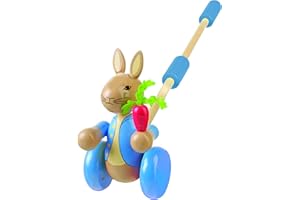 Peter Rabbit Toys - Peter Rabbit Wooden Push Along Walker, Baby, Toddler, 1 Year Olds - Walking Activity Pull Toy, Girls, Boys - Official Licensed Beatrix Potter Peter Rabbit Gifts by Orange Tree Toys