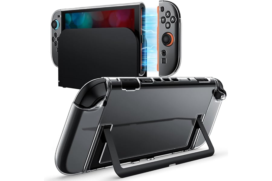JETech Transparent Dockable Case for Nintendo Switch 2 (2025) 7.9 Inches, Soft TPU Grip Cover for Detachable Joy-Con, Slim PC Back Cover, Anti-Scratch