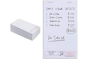 Stock Your Home 3.5 x 6 Blank White Guest Check Pads (10 Pack) - 1 Part White Paper Guest Check Pads - Detachable Checks - Numbered Server Notepads & Waitress Order Pads - Check Pads for Diners -