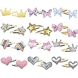 KEYRI 24 Pezzi Mollette per Capelli Bambina Fermagli Corona Stella Cuore Farfalla Carino Barrettes Clip Lucide Accessori Forc
