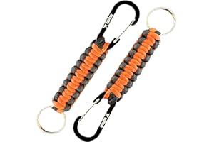 Kadactive Paracord Keyrings with Carabiner Keyring Clip - 2 Pack keyrings for Backpack, Survival, Camping - Paracord Key Chain Key Holder - Key Lanyard for Men - car Keyring