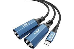 Tisino Kabel USB C na Dual XLR, męski kabel audio, XLR do USB C Stereo Power Amplifier, kabel do podłączenia telefonu komórkowego do aktywnego głośnika, miksera (1 m)