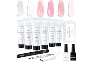 Makartt Kit de Gel de Uñas de Polietileno y Poliéster - Color Rosa Claro, Extensión y Engrosamiento - Solución Todo en Uno para Mejora de Uñas