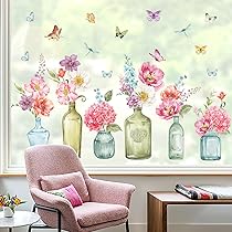 Stickers Muraux Chambre Adulte Stickers Fenêtre Wondever Plantes Tropicales - Electrostatique, Amovible, 9 Feuilles 20x30cm Décoration Vitre électrostatique