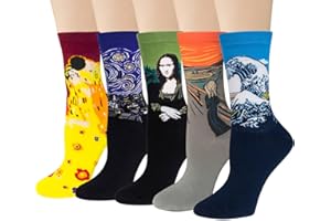 CHALIER COZY Calzini Donna Divertenti Fantasia Arte Calze Invernali in Cotone con Disegni Famose Arte Olio Pittura Taglia Unica