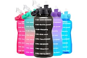 BuildLife 2 Litre Motivational Water Bottle - With Time Marker Wide Mouth Leak Proof Reusable BPA Free Water Jug for Fitness Gym Camping Outdoor Sports