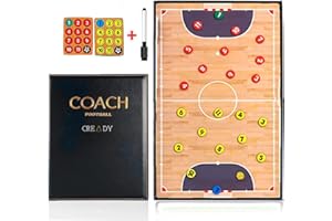Tableau Futsal CREADY pour Entraîneur avec 24 Aimants et Marqueur avec Effaceur | Tableau Magnétique Futsal | Tableau Tactique Futsal | Tableau Futsal Entraîneur | Tableau Futsal