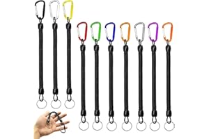 SPRIEßEN Pêche Cordons,10 Pièces Lanière de Pêche,Poisson Outils Attirail De Accessoires,Cordons de de Sécurité Porte-Clés en Spirale pour Les Accessoires clés Aviron et Camping (Multicolore)