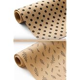 Bimotif 20Li B&uuml;y&uuml;k Paket Kağıdı Seti (70X100 Cm), Kraft Puantiye Ve Yaprak Desenli Ambalaj Kağıdı Seti