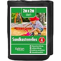 Xabian Sandkastenvlies 2x2m schwarz 80g/m² inklusive 4X Erdanker I Schutzvlies für Sandkasten gegen Unkraut I Ideal als…