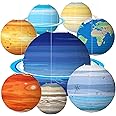 Songjum 8 PCS Paper Lanterns Planets Space Theme Paper Lanterns for Outer Space Themed Birthday Party Decorations Solar System Hanging Decorations