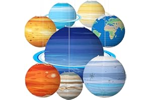 Songjum 8 Pezzi Pianeti Lanterne di Carta Molto Sognante Lanterna di Carta del Pianeta per Compleanni Matrimoni Baby Shower Festa a Tema Spaziale Esterno Decorazione (30x30cm)