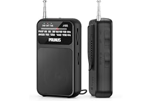 PRUNUS J-555 AM/FM/UKW Radio Batteriebetrieben, Kleines Radio mit Akku, USB-C-Laden, Miniradio Klein per AAA-Batterien mit Rückclip & Lanyard zum Joggen, Camping, Stromausfall.(Schwarz)