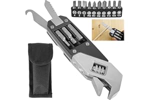 QINGLEE Regulowany nóż wielofunkcyjny, z głowicą wkrętakową ze stali nierdzewnej, szczypce wielofunkcyjne, składany wielofunkcyjny nóż, z wymiennymi końcówkami, wielofunkcyjne narzędzie do biwakowania na