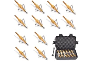 NIKA ARCHERY 12pcs Punte di Freccia da 100 grani per frecce da Caccia con Balestra per Arco da tiro con L'Arco Adulti con Scatola di immagazzinaggio