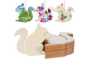 Homoyoyo 20Pcs Unfinished Wooden Squirrel Cutouts Craft Supplies for Hanging Decor Blank Wood Chips for Christmas Wedding and Birthday Party Decorations
