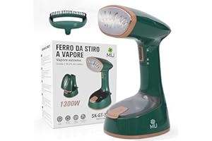 m Mu, Ferro da Stiro Verticale, ferro da stiro da viaggio, 1300W, Serbatoio Acqua, ferro da stiro portatile togliere le pieghe Facile e Veloce, stiratrice verticale utilizzabile per viaggio e casa