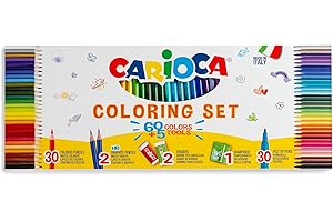 Carioca Coloring Set da 65 Pezzi I 30 Pennarelli Carioca Joy e 30 Matite Colorate Tita con 2 Matite grafite HB, 2 Gomme da cancellare e temperino con serbatoio
