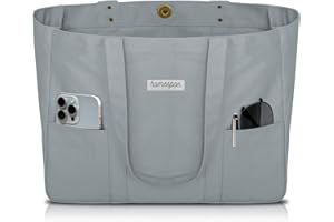 HOMESPON Canvas Tote Bag Damen Handtasche Groß Shopper Taschen Umhängetasche mit Laptop Fach (Grau)