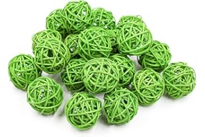 ANJING Natürliche Rattan-Kugel zum Aufhängen, 5 cm, Grün, 20 Stück