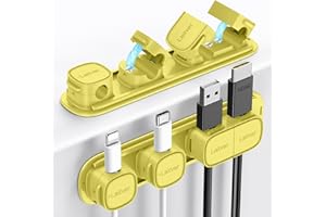 Laitver Clip per Cavi, 6 Pezzi Magnetico Fermacavi, Autoadesivi Organizer Cavi Scrivania con Base in Plastica, Accessori Scrivania Gestione Cavo per Auto, USB, Casa, Ufficio, Comodino