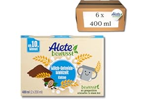 ‎ALETE Alete bewusst Milch-Getreide-Mahlzeit Kakao, ab dem 10. Monat, trinkfertige Babynahrung mit Kakaopulver, praktischer Ersatz zu Babybrei, warm oder kalt trinken, 6 x 400 ml (2 x 200 ml)