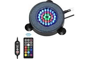 EYELEAF Aquarium Lights - Remote Control 36 LED Fish Tank Light with 16 Color, 4 Lighting Effects, Air Stone Bubble Light for Ponds