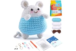 Ruasol Häkelset für Anfänger, Häkel-Starterset mit niedlichen Tieren, komplettes Häkelset mit Schritt-für-Schritt-Anleitung und Video, Häkelset für Dekoration, Geburtstagsgeschenk, DIY-Bastelkunst