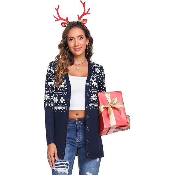 Pull Cardigan Femme Chic En Maille Douce - Motif Noël & Ruban Rose Octobre Rose