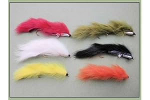 JUST CATCH 6 Barbless Snake Zonkers - Mixed Colour, Trout Flies, Size 10 Lures -6 colours