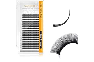 NAGARAKU Extension de Cils Classique Professionnel Individuels One by One Naturel Lash Volume Doux Simples Naturels Semi-permanents Eyelashs Extentions Noir Mat 16 Rangées(0.05mm C Curl 9mm)