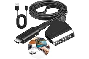 BUZUYIWAR Scart to HDMI Converter, All-in-One Video Audio Scart Lead to HDMI Adapter with USB Power Cable HD 720p/1080p Plug and Play for HDTV DVD Player Monitor Projector STB VHS Xbox PS2 PS3 Sky Blu-Ray