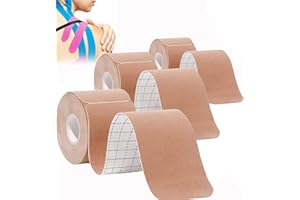 ANAMPION Kinesiologie Tape Set,Kinesiotapes Vorgeschnitten 3 Rollen zu je 5m x 5cm, Wasserfestes elastische Muskeln zum Trainieren Tape für den Sport, Knie, Schulter und Ellenbogen(Hautfarben)
