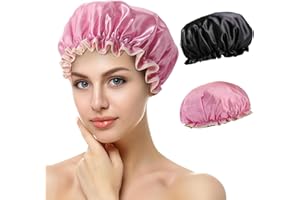 AVAGIAFORU Gorro Ducha Mujer, Gorros de Ducha Impermeables, Shower Cap Reutilizables con Banda Elástica, Gorro de Ducha para Salón, Spa, Viajes, Hotel, Cocina