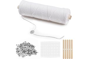 VABNEER Kerzendochte für Kerzen, 1 Rolle 60m Geflochtene Dochte für Kerzen Flachdocht aus Baumwolle für DIY Kerzenherstellung Max 1 3/4 Zoll Durchmesser